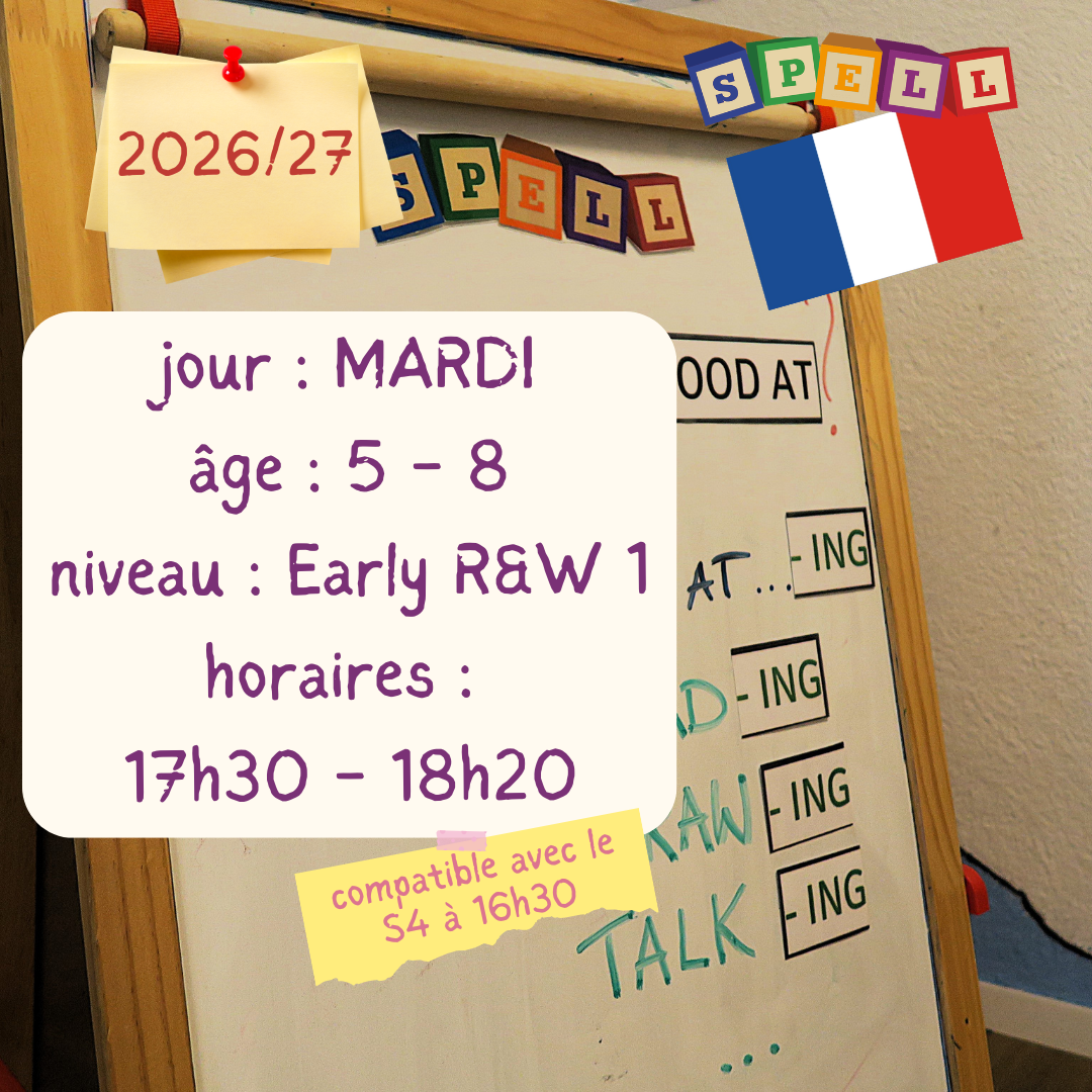 Tuesday - 50 Minute Early Reading and Writing Class - French - (2026-2027)