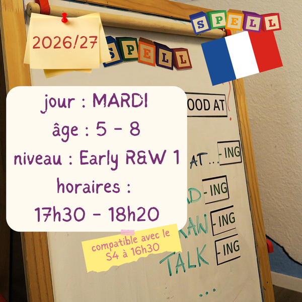 Tuesday - 50 Minute Early Reading and Writing Class - French - (2026-2027)