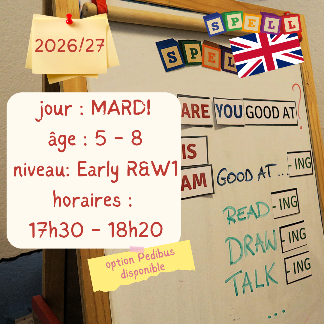 Tuesday - 50 Minute Early Reading and Writing Class - English - (2026-2027)