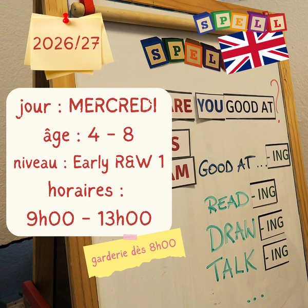 Wednesday- AM - 4 Hour Early Reading and Writing Class - English - (2026-2027)