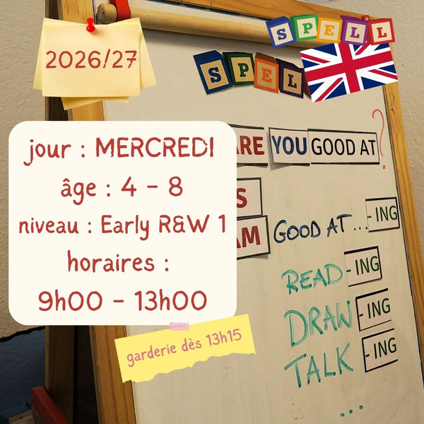 Wednesday - 4 Hour Creative Class - English- Stage Early Reading and Writing 1 - AM (2026-2027)